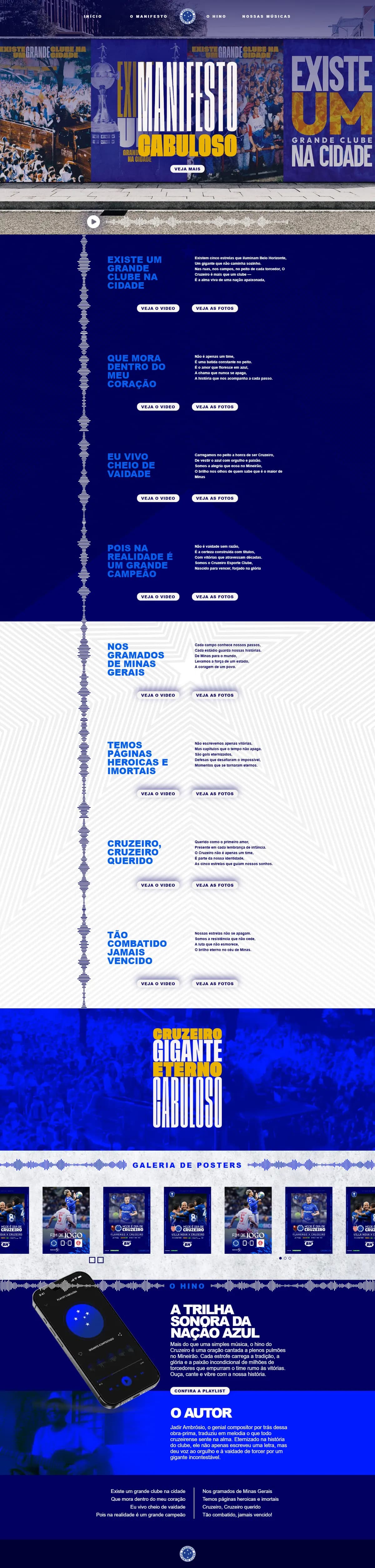 Página inicial do site de Cruzeiro